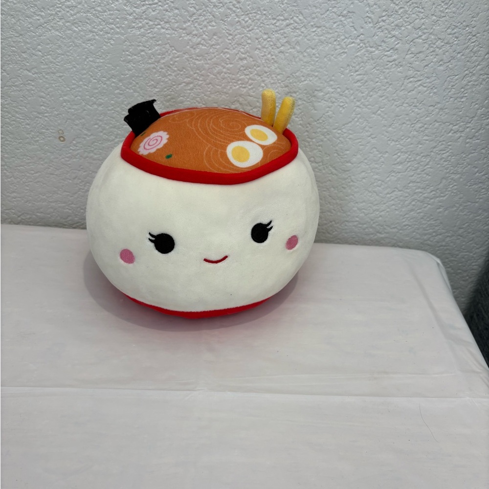 Squishmallows White and Orange Ramen Bowl Pillow Reversible